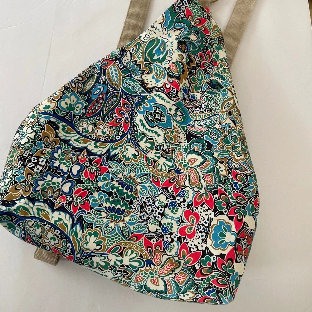 Black Butterfly‎ Paisley Canvas Teardrop Backpack Sling Bag Adjustable Straps